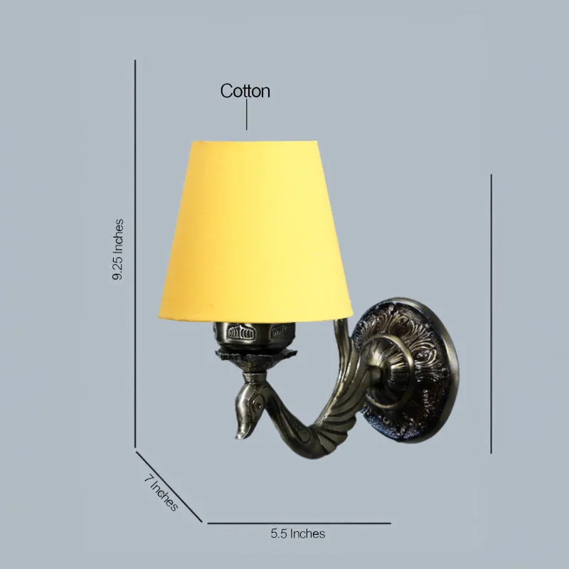 Amro Retro Conical Fabric & Metal Wall Lamp - Yellow media 4