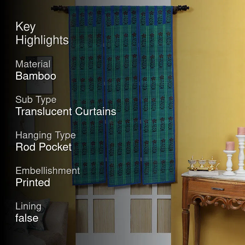 Forest Flow Three Panel Bamboo Curtain - Blue media 2