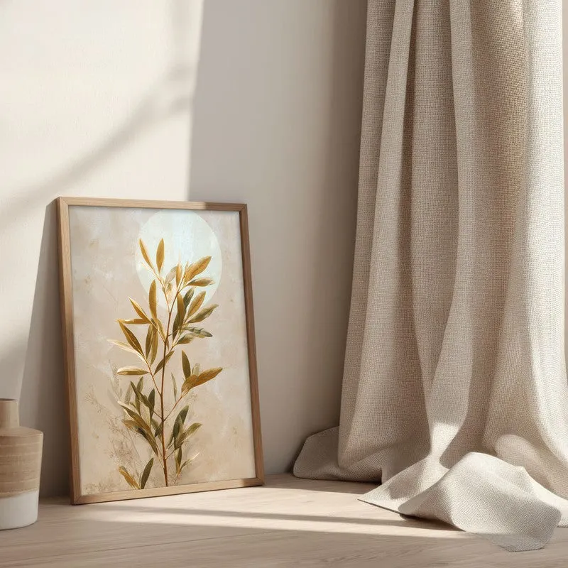 Botanical Harmony Archival Paper Wall Painting With Brown Frame media 3