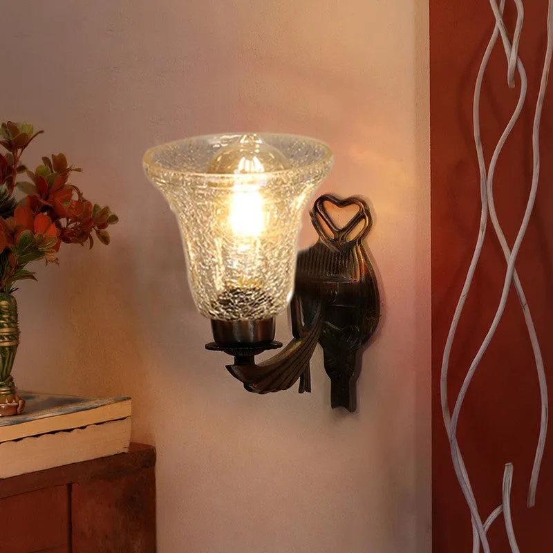 Ornate Antique Glass Wall Lamp media 3