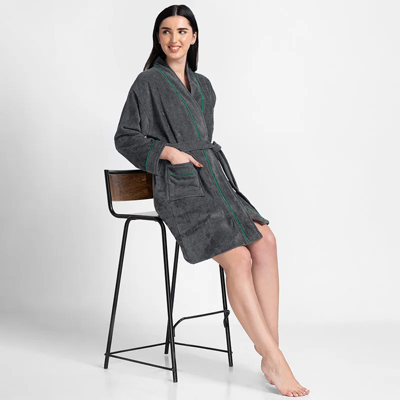 Nautica Cashmere Dreams Cotton Bath Robe - Dark Grey media 3