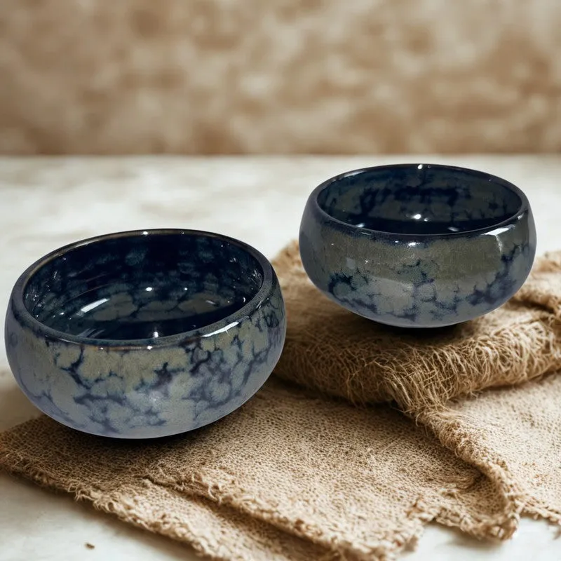 Mystique Handcrafted Ceramic Dip Bowls (Olive Green,150 mL) - Set Of Two media 4