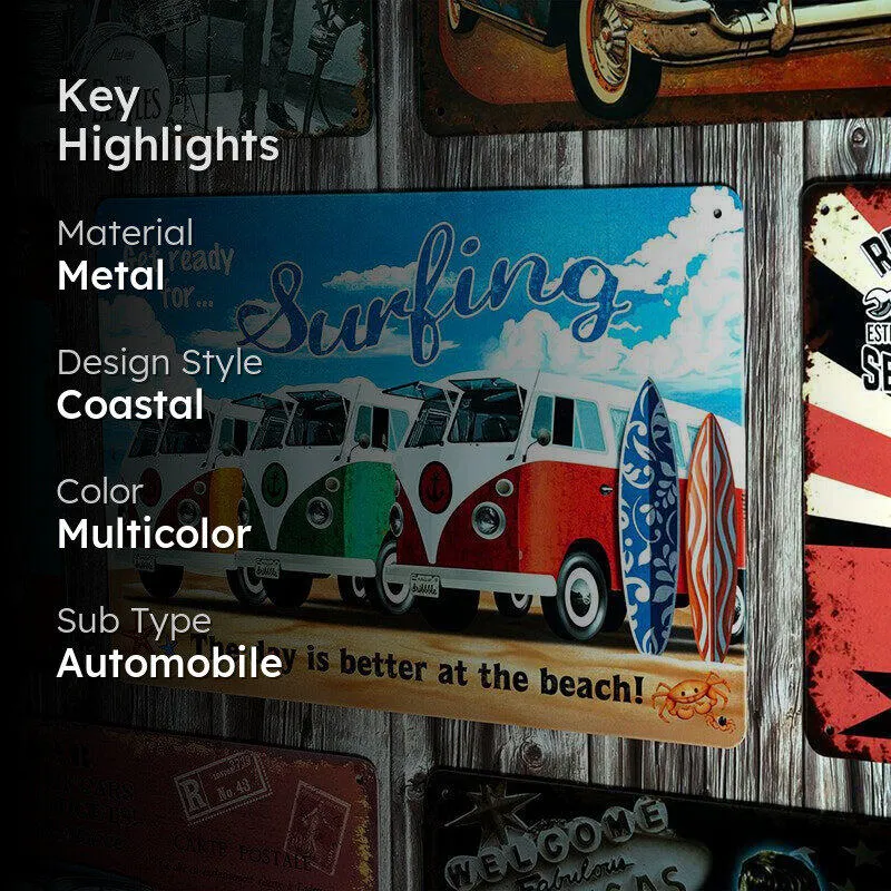 Get Ready For Surfing Retro Metal Wall Accent media 2