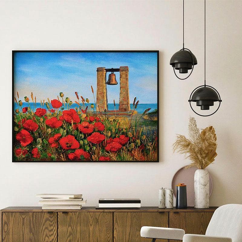 Poppy Fields Canvas Wall Painting - Black Frame