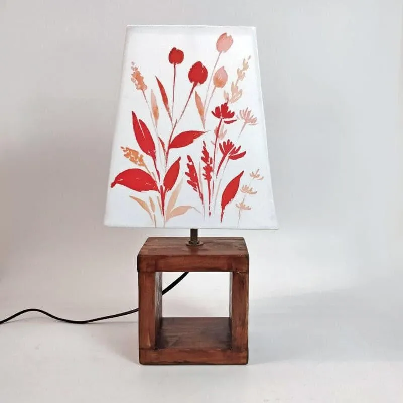 Scarlet Blossom Handpainted Fabric Table Lamp - Multicolor media 5