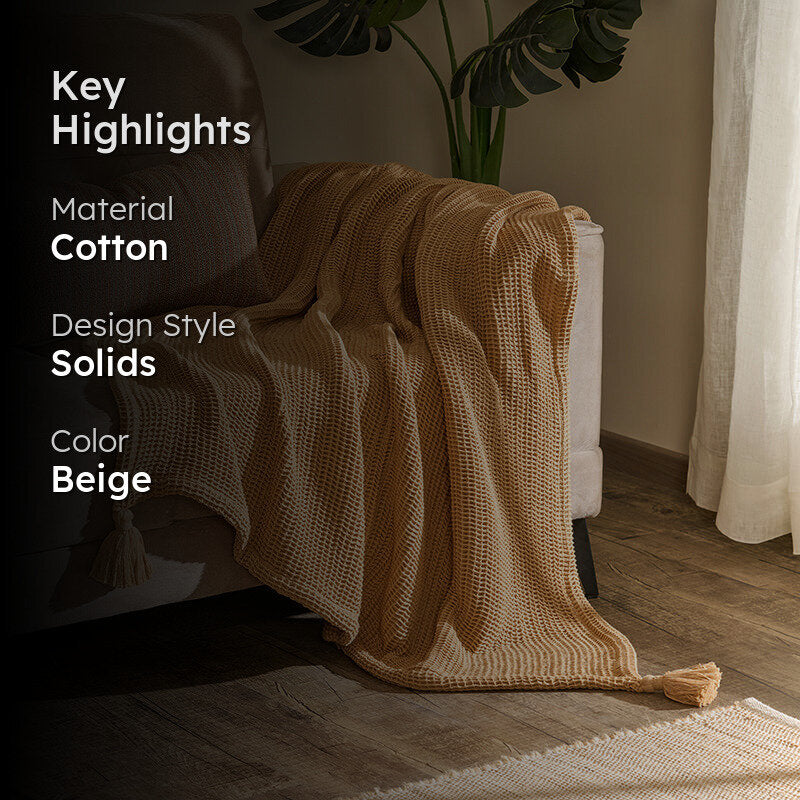 Fibrance Cotton Throw - Beige media 2