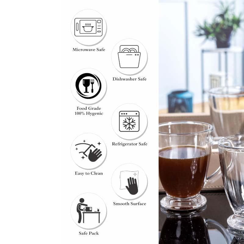 Elegant Glass Tea Cup (230 mL Each)  -  Set of Six media 6