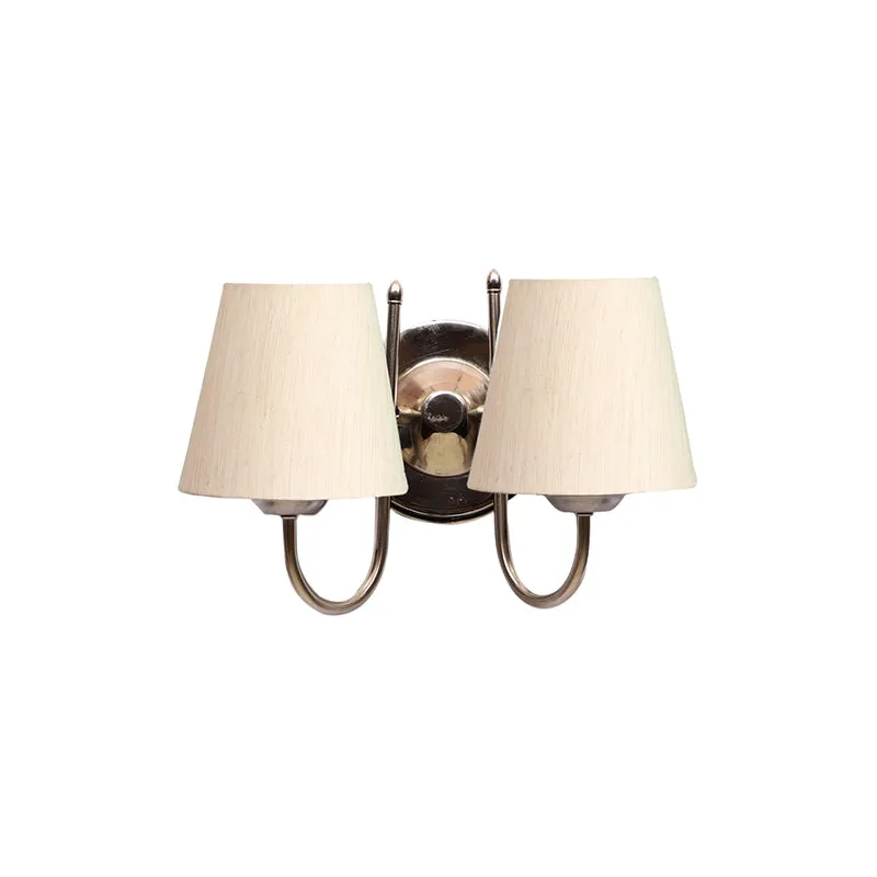Veda Duo Conical Fabric & Metal Wall Lamp - Beige & Metallic media 3
