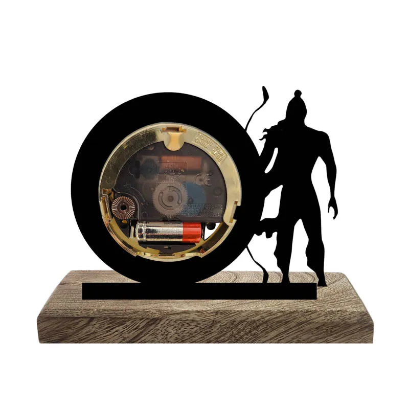 Lord Rama Iron & Mango Wood Table Clock media 4