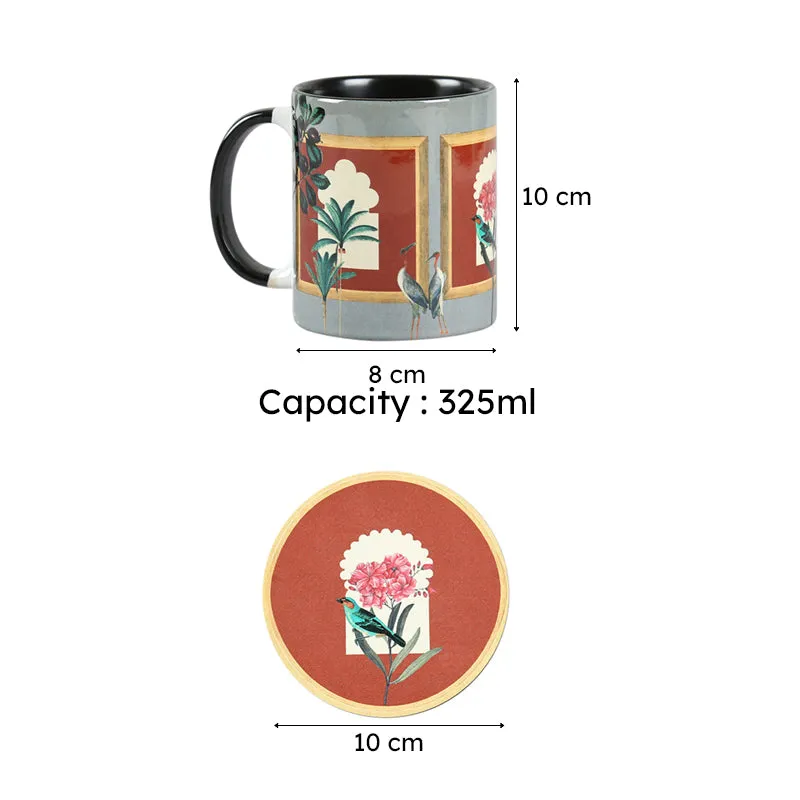 India Circus Jhaali Ceramic Mug With Coaster (325 mL Each) - Four Piece Set media 7
