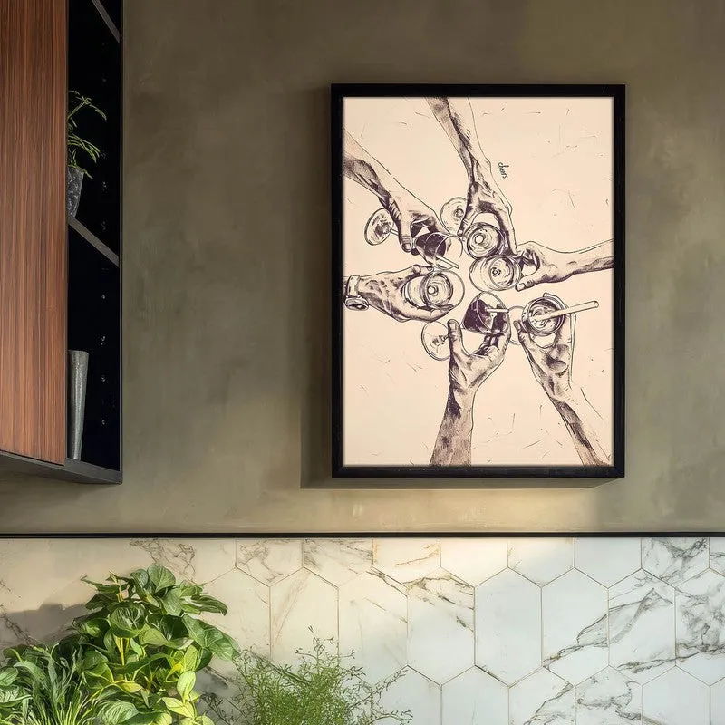 Sparkling Sip Archival Canvas Wall Art - Black media 3