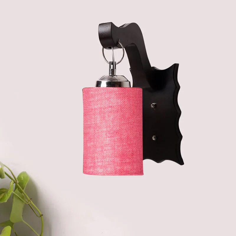 Delphi Jute & Wooden Wall Lamp - Pink media 3