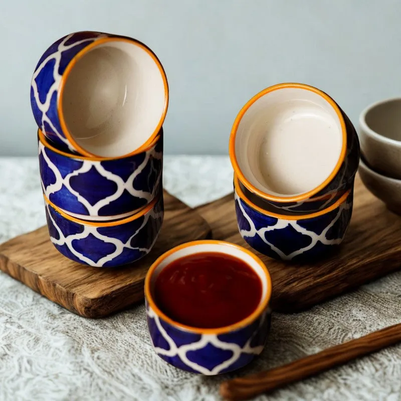 Servique Ceramic Dip Bowls (Blue,Yellow,40 mL Each) - Set Of Six media 6