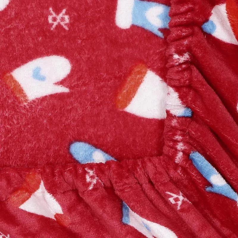 Playful Red Woollen Bedsheet - 180 GSM media 5