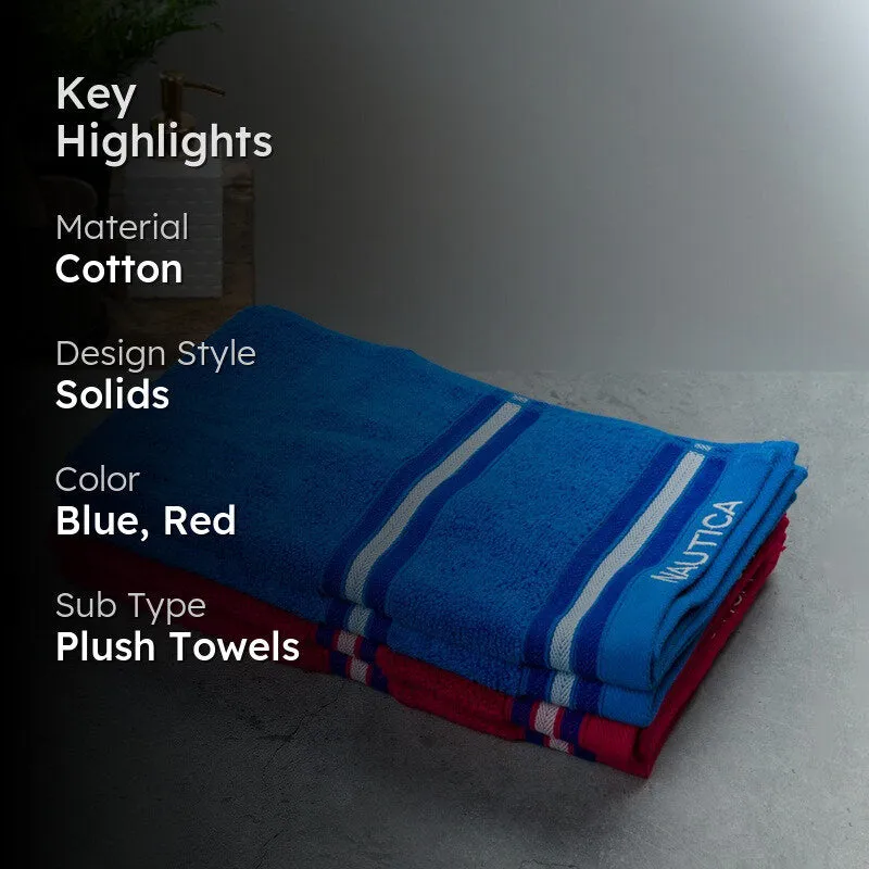 Nautica Dove Dual Down Cotton Hand Towel (Blue & Red) - Set Of Four media 2