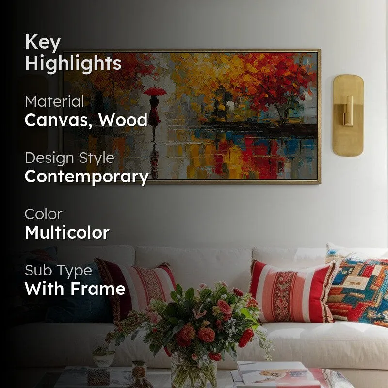 Amber Rain Canvas Wall Painting With Frame media 2