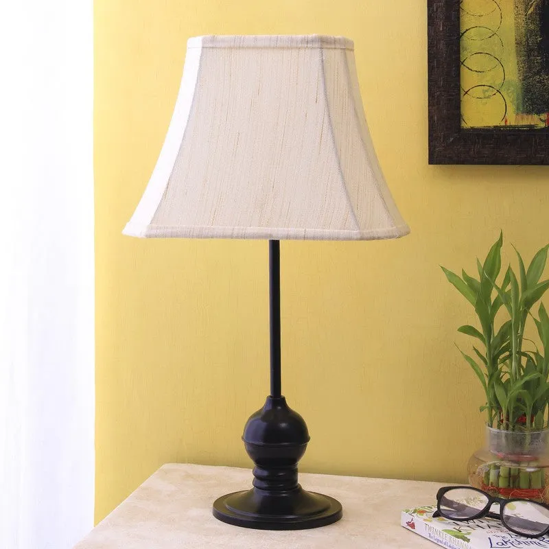Glowflare Cotton Table Lamp With Iron Base - Beige media 4