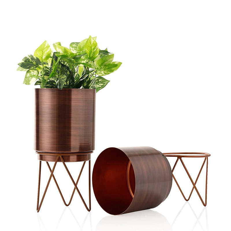 Mido Antique Planter With Stand (Bronze) - Set Of Two media 3