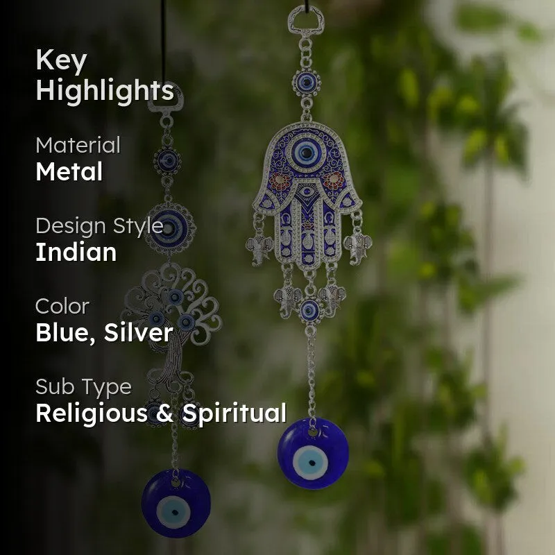 Tree Of Life & Hamsa Palm Evil Eye Metal Wall Accent - Set Of Two media 2