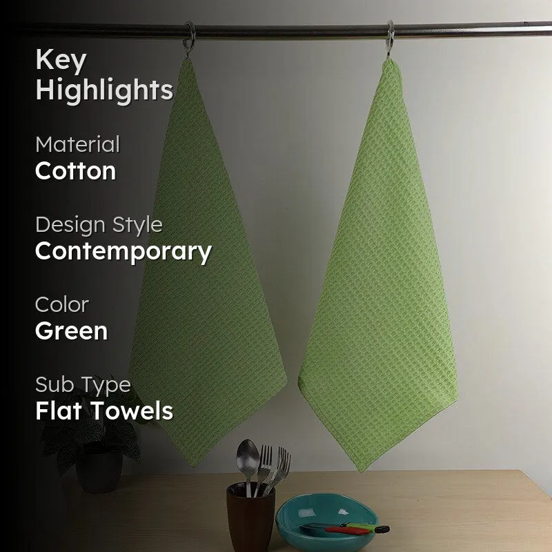 Sunbeam Cotton Kitchen Towel (Light Green) - Set Of Two media 2