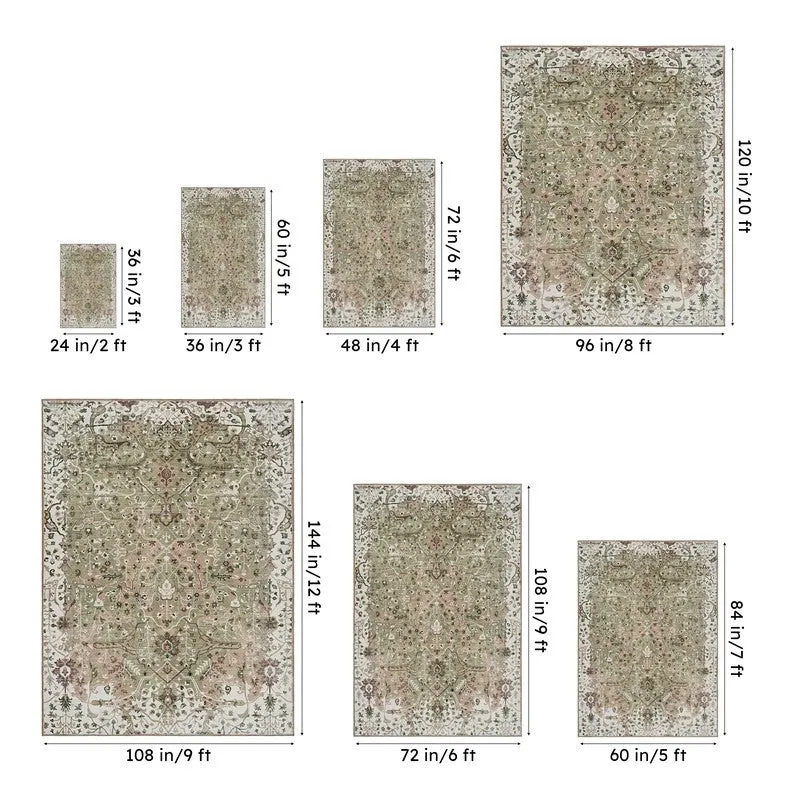 Ruba Ethnic Polyester Carpet - Olive Green media 13