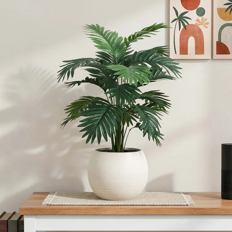 Artificial Areca Palm Plant With Black Plastic Pot - 2 ft media 1