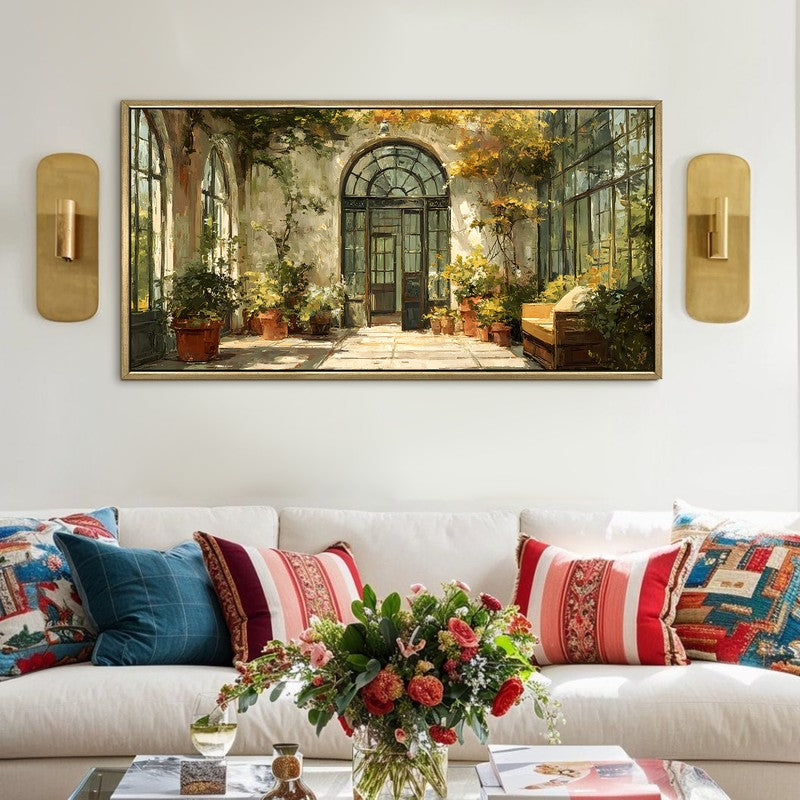 Vintage Garden Conservatory Scene Wall Art
