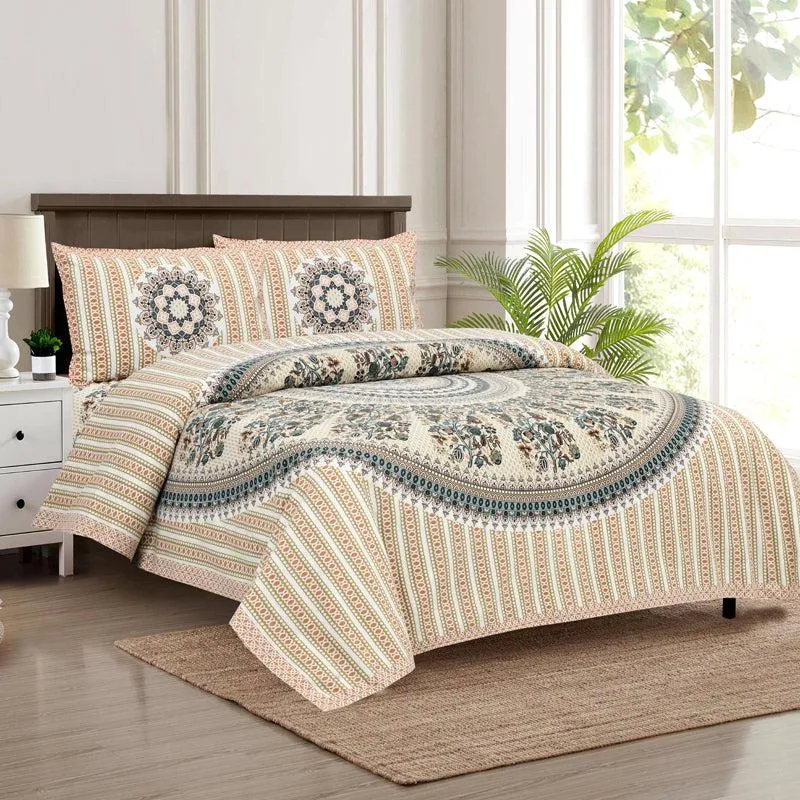 Pushkara Ethnic Cotton Flat Bedsheet (Orange) - 160 TC media 7