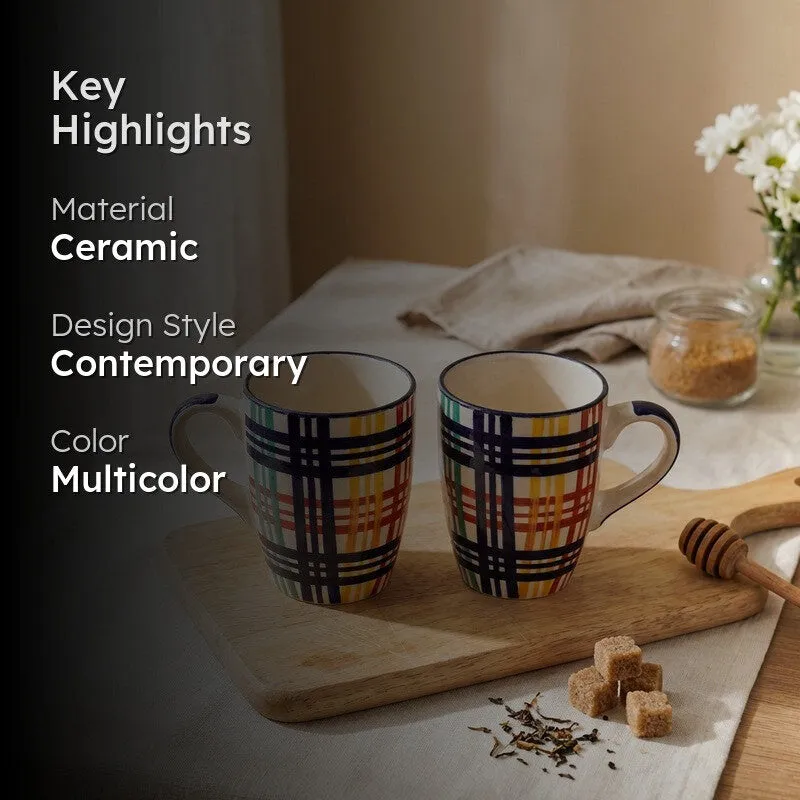 Strip Ceramic Coffee Mug (290 mL Each) - Set Of Two media 2