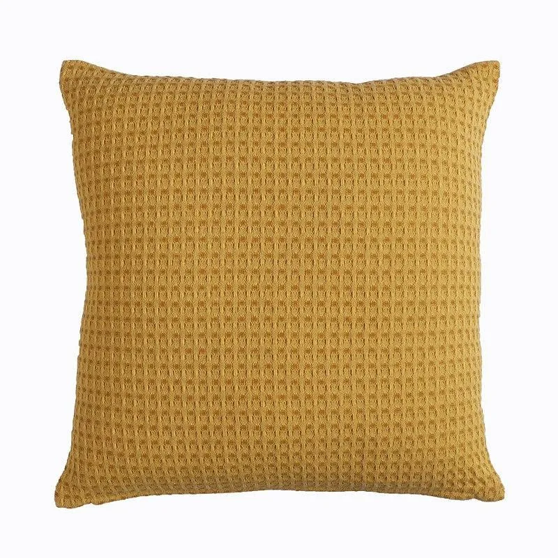 Desert Caravan Solid Cotton Cushion Cover (Yellow) - Set Of Two media 3