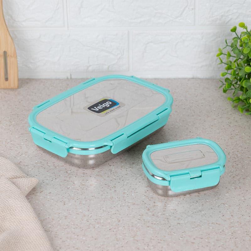 Viora Aqua Stainless Steel Lunch Box (775/150 mL) - Two Piece Set image 4
