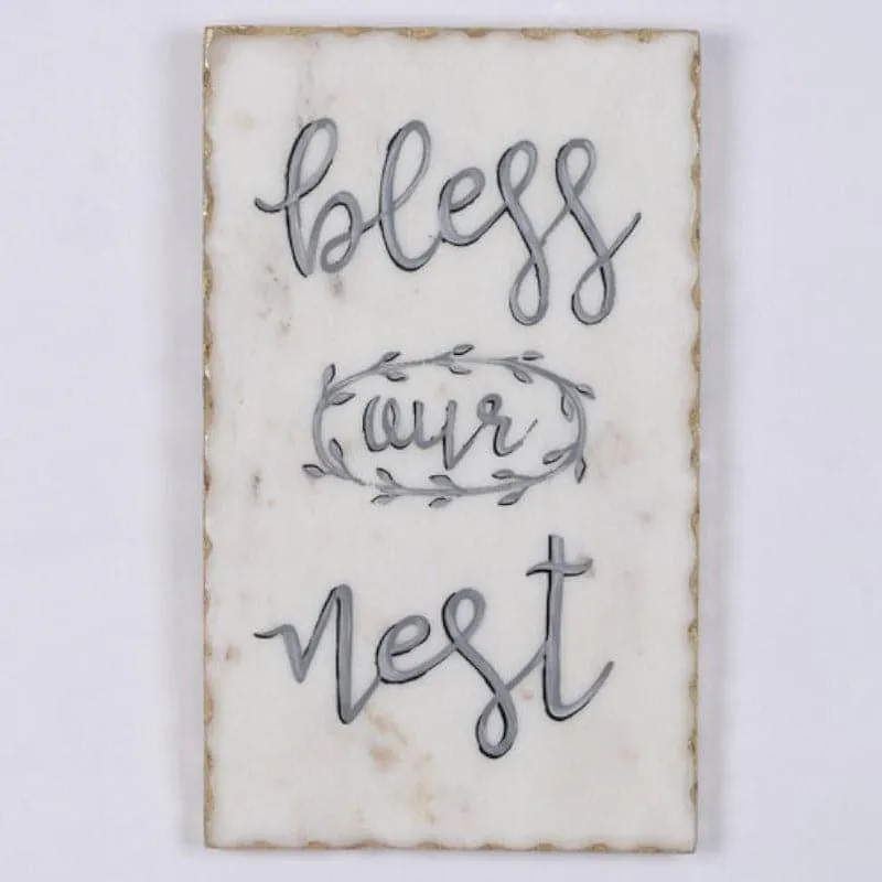 Bless Our Nest Hand Painted Marble Wall Accent media 1