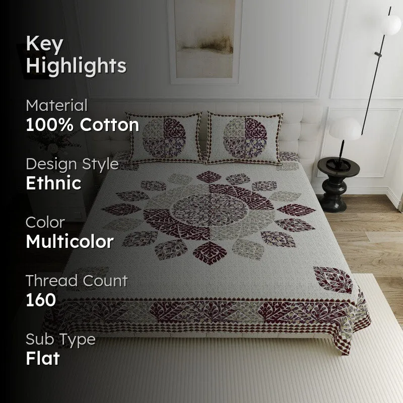 Gulnaar Spread Cotton Bedsheet (Purple) - 160 TC media 2