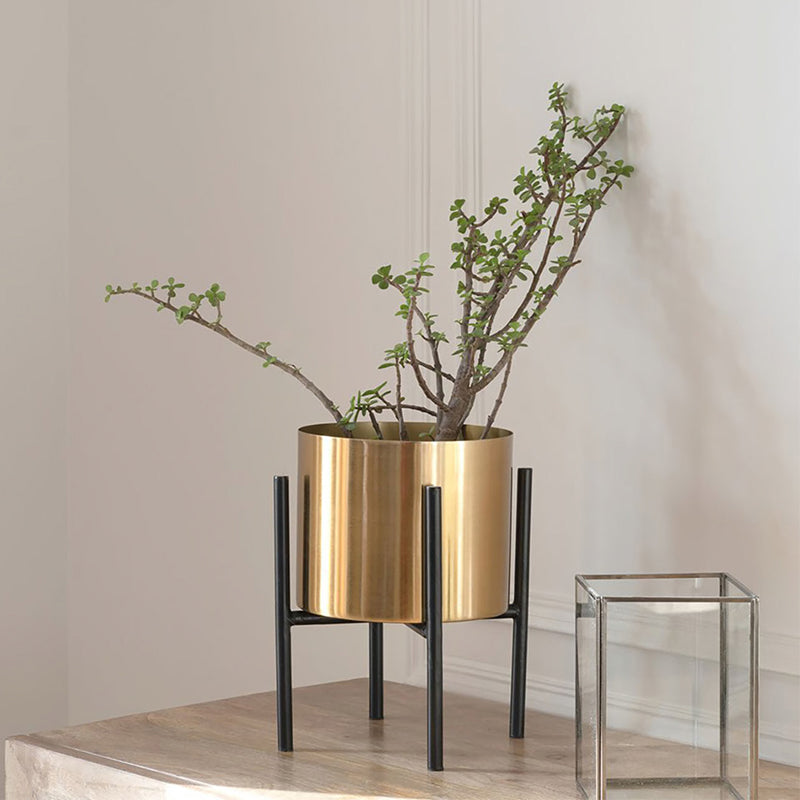 Ashiya Metal Planter With Stand - Gold media 3