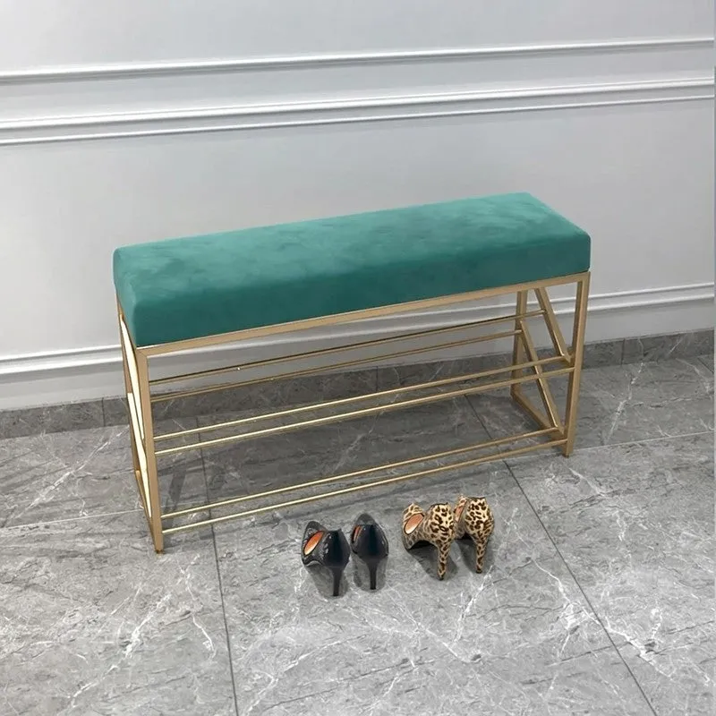 Foldable Metal Shoe Rack - Gold,Green media 5