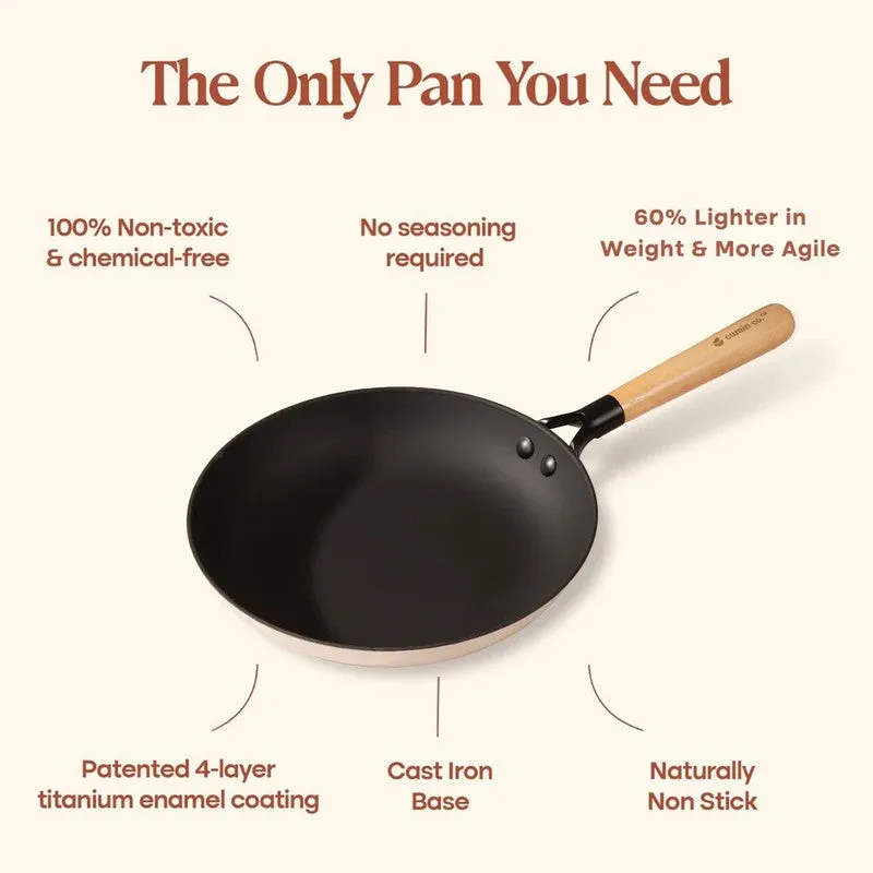 Cumin Co Enamel Cast Iron Frying Pan - White media 8