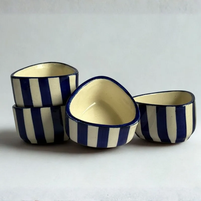Annavya Ceramic Dip Bowls (Blue,White ,50 mL Each) - Set Of Four media 4