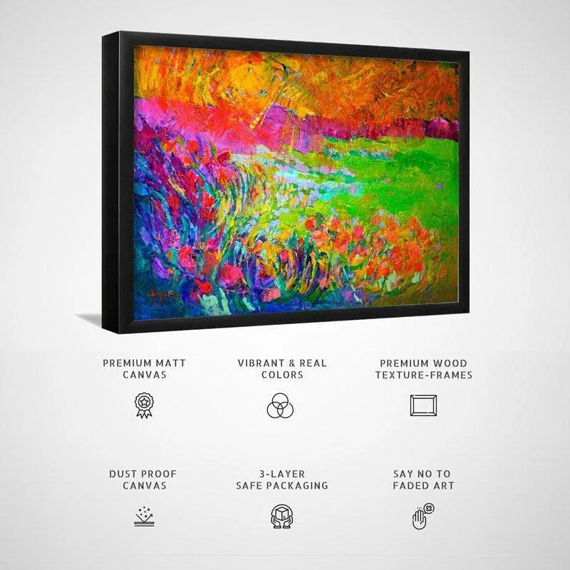 Meadow Lands Canvas Wall Painting - Black Frame media 5