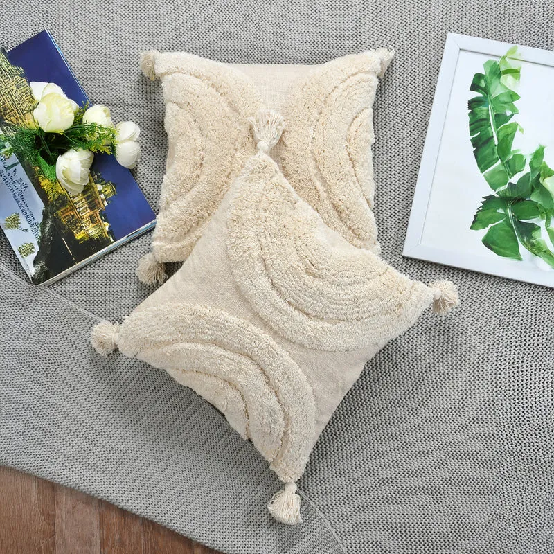 Aquila Tufted Cushion Cover (Off White) - Set Of Two media 3