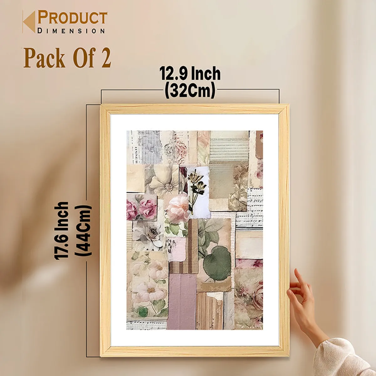 Single framed floral collage artwork shown against a neutral backdrop