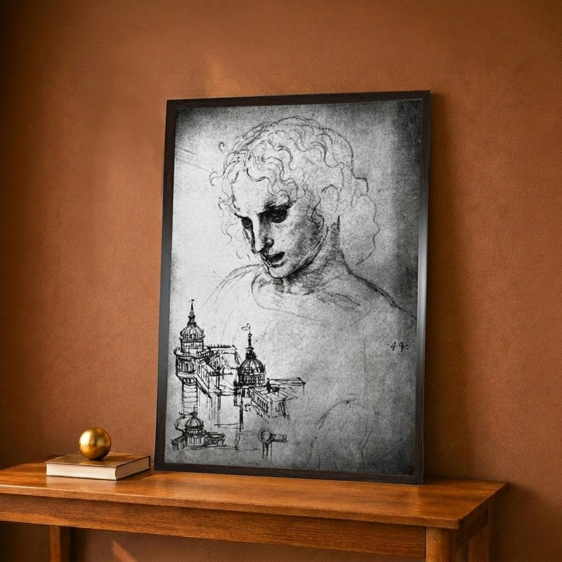 Study For The Head Of St James And An Architectural Drawing Canvas Wall Painting - 12 x 16 Inches