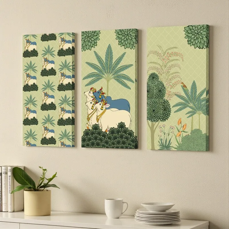 Emerald Pichwai Wall Art - Set Of Three media 6