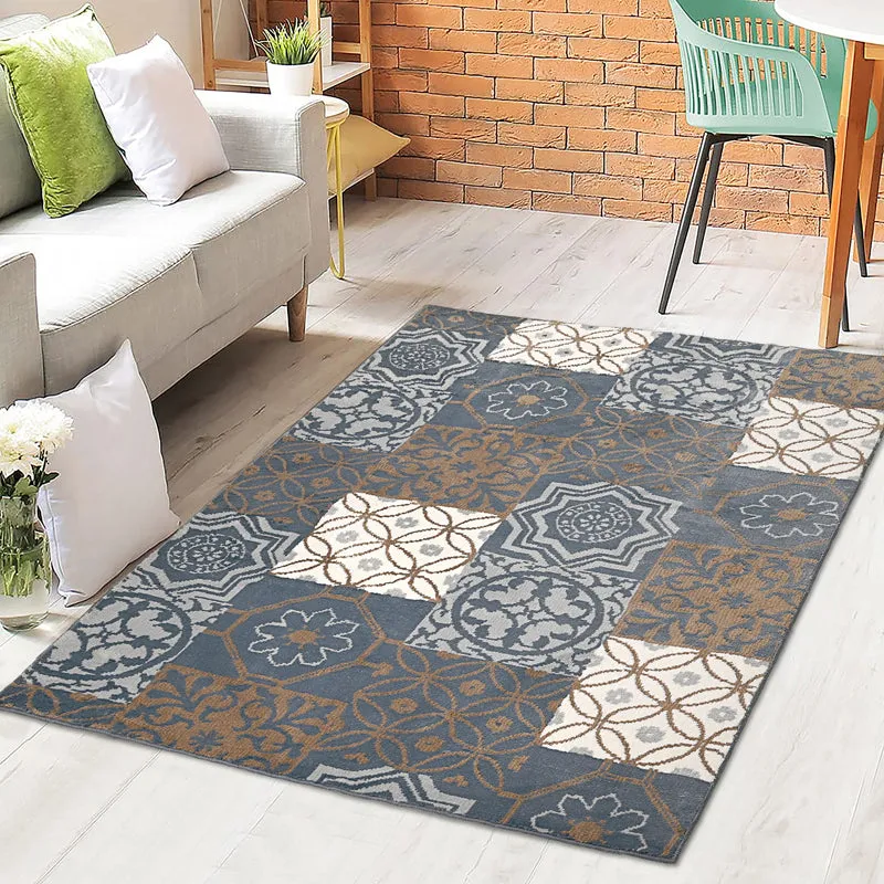 Medina Tile Soft Pile Anti-Skid Carpet - Blue media 3