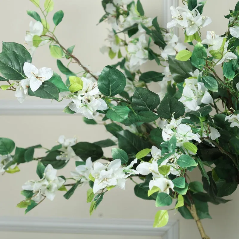 Artificial White Bougainvillea Plant With Black Fiber Pot - 6.3 Feet media 4