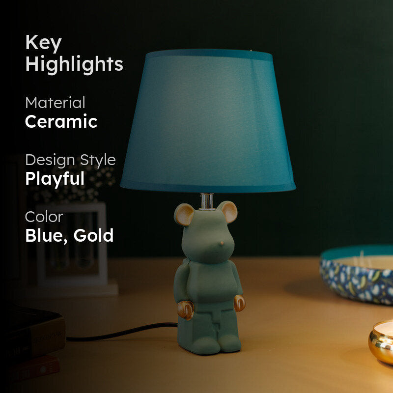 Dear Bear Ceramic Table Lamp - Blue,Gold media 2