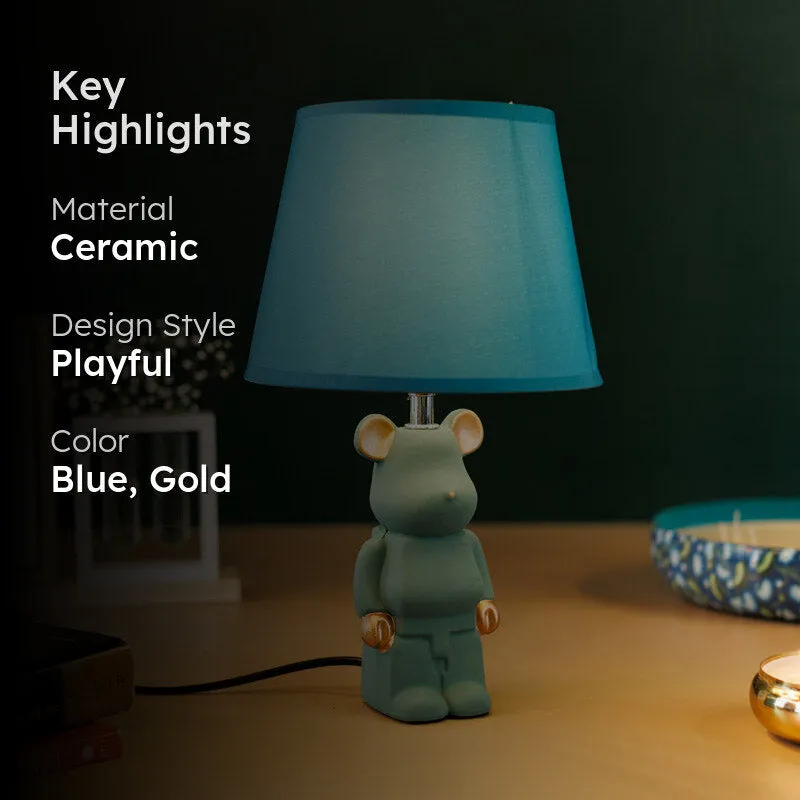 Dear Bear Ceramic Table Lamp - Blue,Gold media 2