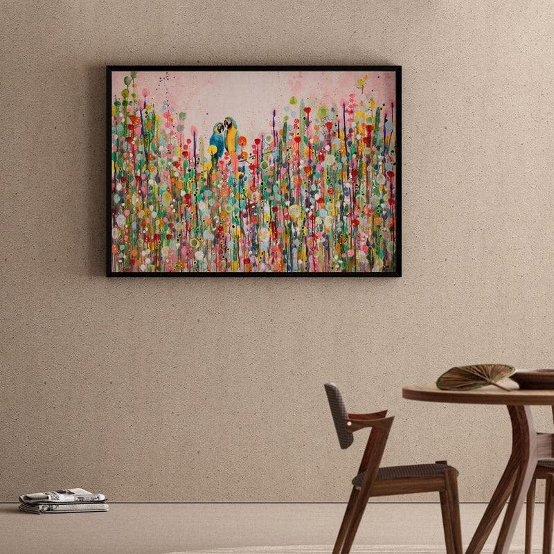 Love Feathers Canvas Wall Painting - Black Frame