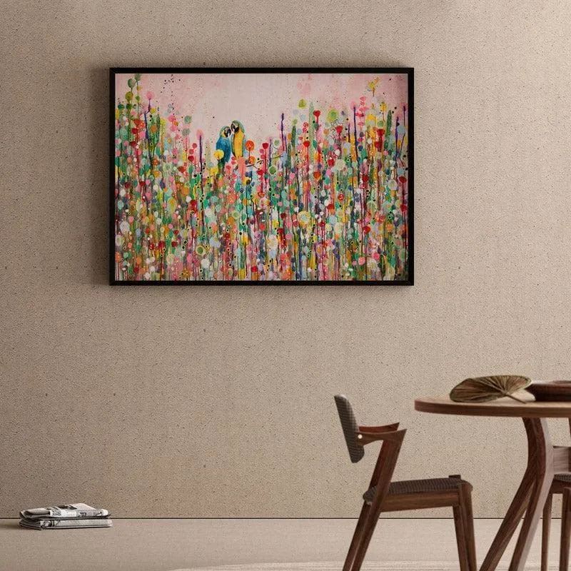 Love Feathers Canvas Wall Painting - Black Frame media 1