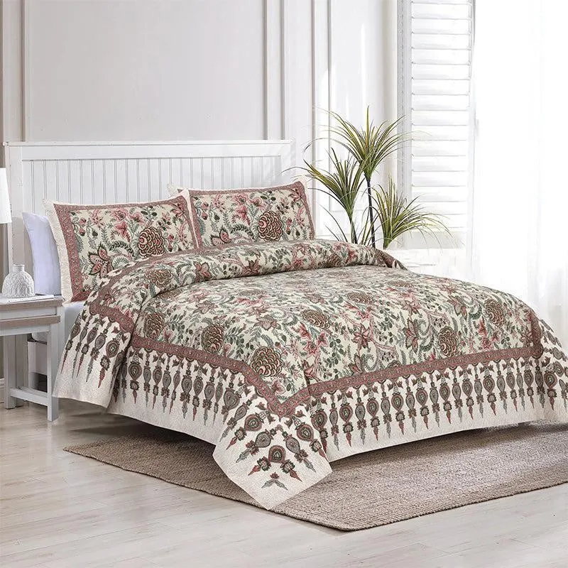 Dupiyaa Printed Cotton Bedsheet (Pink) - 160 TC media 1