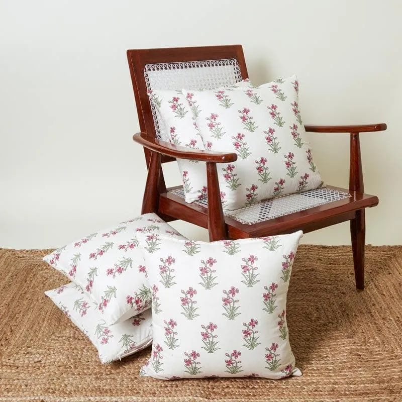 Gulmohar Bagh Cushion Cover (Red) - Set Of Five media 2